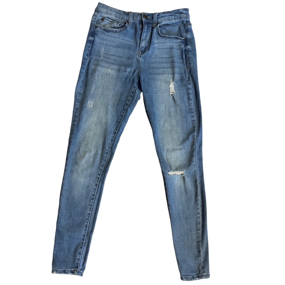 MUDD Women's Blue Distressed High-Rise Stretch Jeans Leggings Size 9